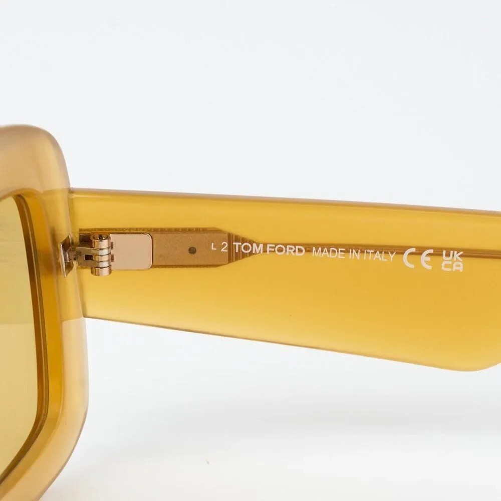Tom Ford VENETIA Men Sunglasses Yellow Brown Rectangle FT1218 39E NEW AUTHENTIC